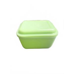 Vintage Green Square Glass Storage Container with Lid